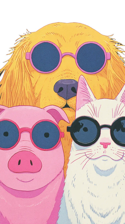 Pets In Shades Vinyl Car Decal Sticker – Waterproof & UV-Resistant 