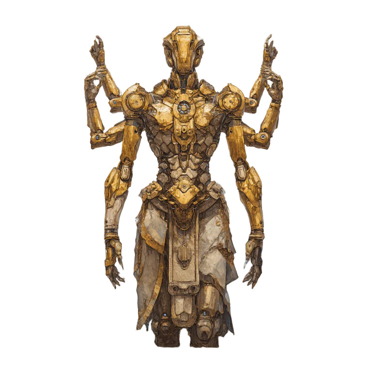 Golden Four-Armed Statue Vinyl Car Decal Sticker – Waterproof & UV-Resistant 