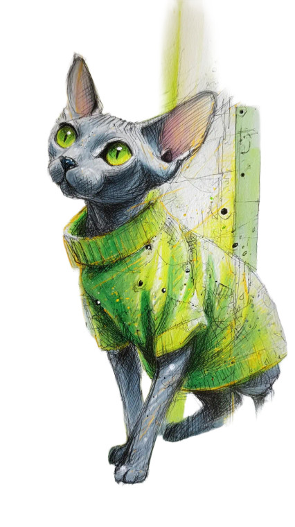 Sphinx Cat Sketch Vinyl Car Decal Sticker – Waterproof & UV-Resistant 