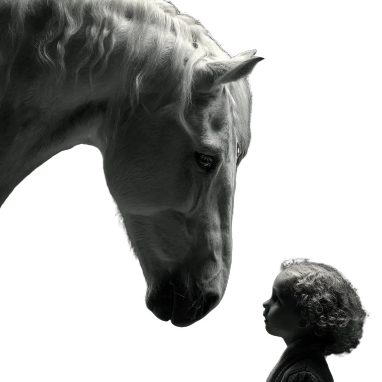 White Horse Child Vinyl Car Decal Sticker – Waterproof & UV-Resistant 