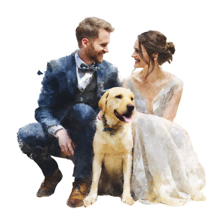 Bride, Groom, Labrador Vinyl Car Decal Sticker – Waterproof & UV-Resistant 