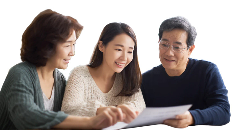 Family Reviewing Document Vinyl Car Decal Sticker – Waterproof & UV-Resistant 