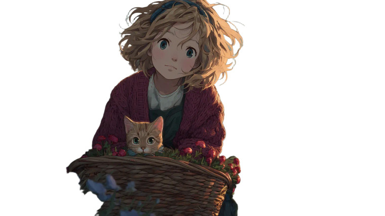 Girl With Kitten V3 Vinyl Car Decal Sticker – Waterproof & UV-Resistant 