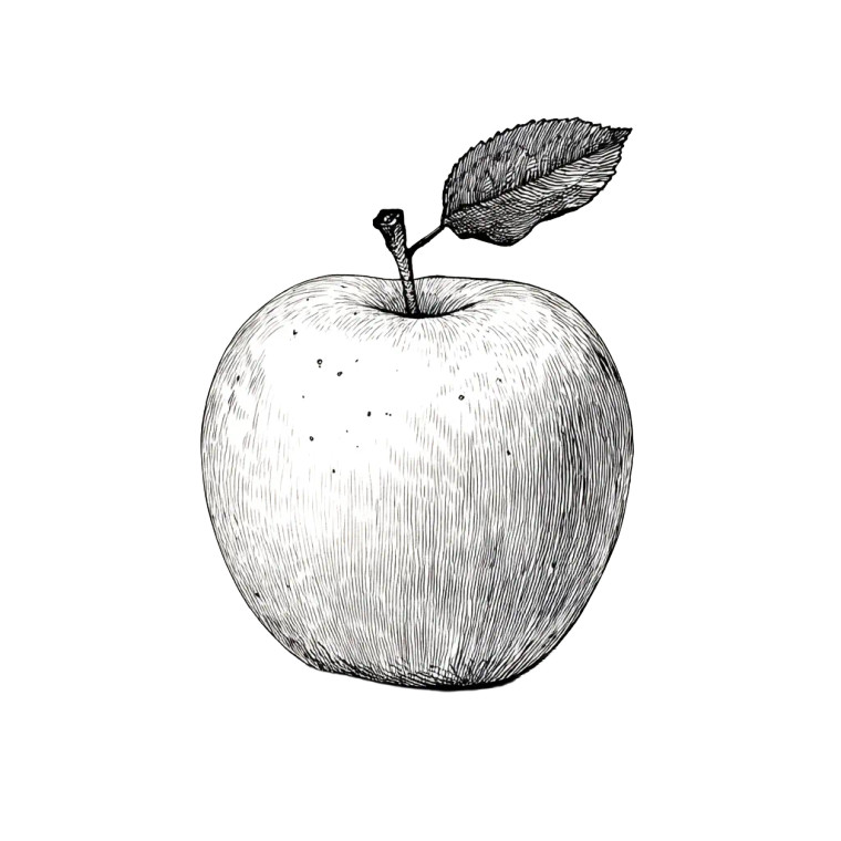 Elegant Apple Drawing Vinyl Car Decal Sticker – Waterproof & UV-Resistant 