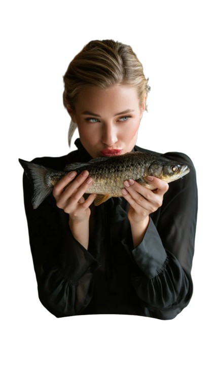 Woman Eating Fish V2 Vinyl Car Decal Sticker – Waterproof & UV-Resistant 