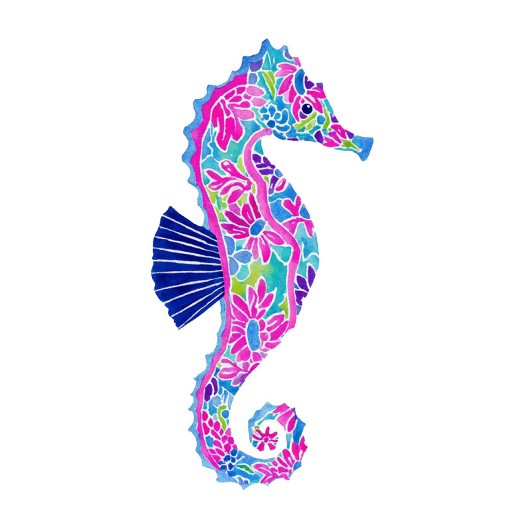 Neon Floral Seahorse V2 Vinyl Car Decal Sticker – Waterproof & UV-Resistant 