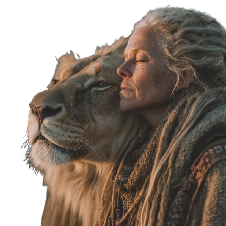 Human Petting Lion Vinyl Car Decal Sticker – Waterproof & UV-Resistant 