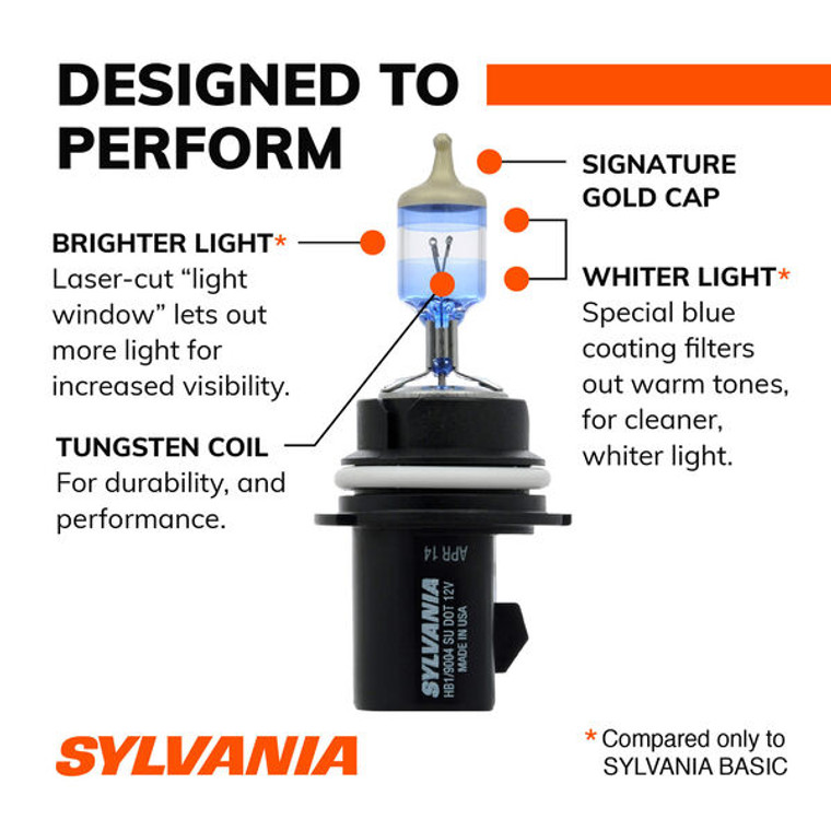 Sylvania Silverstar Ultra 9004 Headlight Bulbs | Brightest Downroad Vision | White Light Clarity, Set of 2