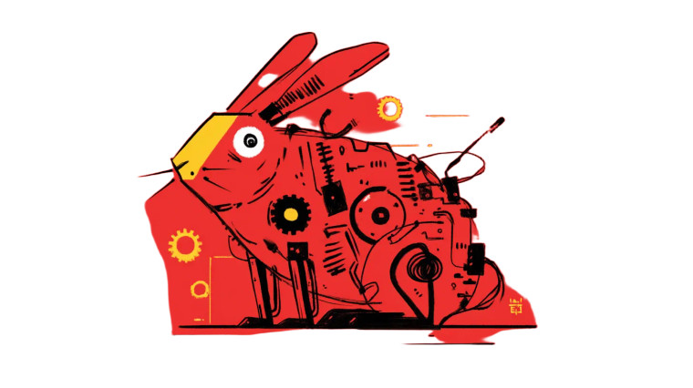 Cybernetic Rabbit Vinyl Car Decal Sticker – Waterproof & UV-Resistant 
