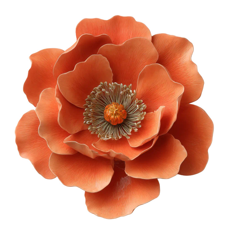 Orange Ceramic Flower Vinyl Car Decal Sticker – Waterproof & UV-Resistant 