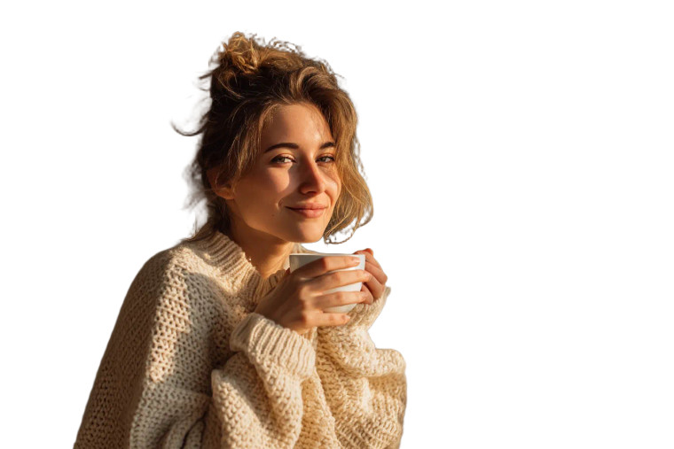 Cheerful Woman Morning Vinyl Car Decal Sticker – Waterproof & UV-Resistant 