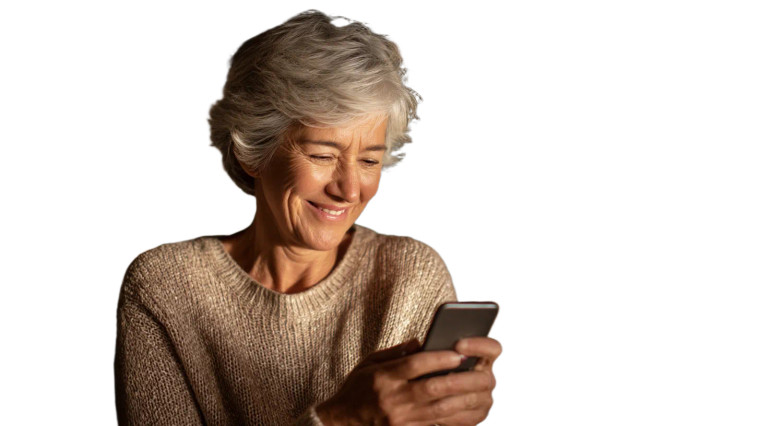 Elderly Using Smartphone Vinyl Car Decal Sticker – Waterproof & UV-Resistant 