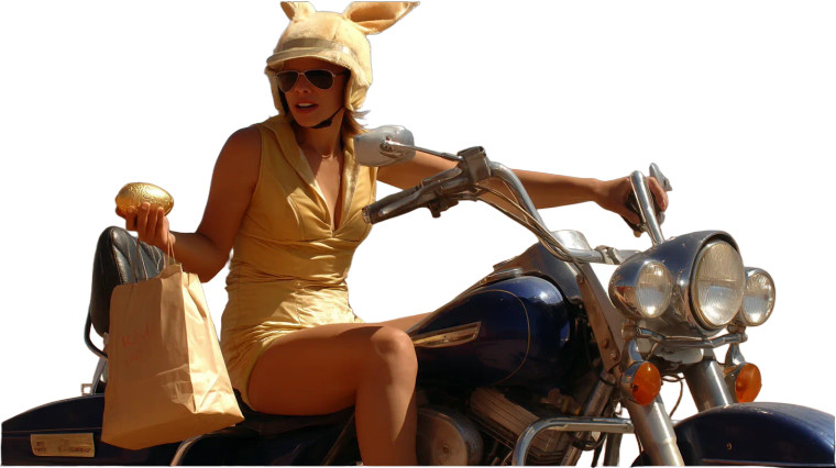 Easter Biker Girl Vinyl Car Decal Sticker – Waterproof & UV-Resistant 