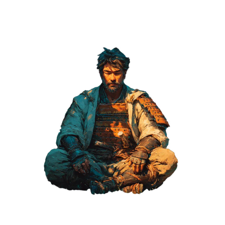 Meditating Samurai V8 Vinyl Car Decal Sticker – Waterproof & UV-Resistant 