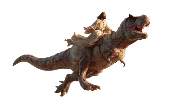 Jesus On T-Rex Vinyl Car Decal Sticker – Waterproof & UV-Resistant 