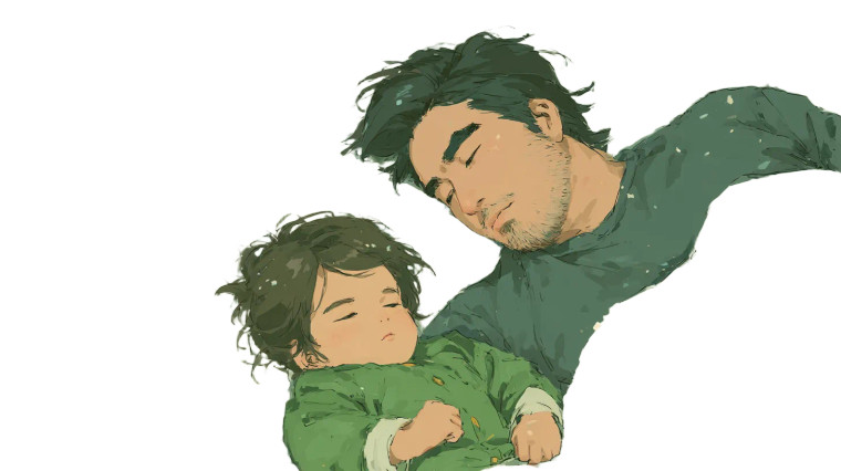 Sleeping Baby Dad Vinyl Car Decal Sticker – Waterproof & UV-Resistant 
