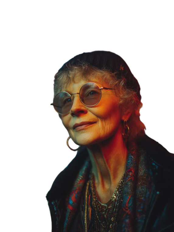 Trendy Elderly Woman V3 Vinyl Car Decal Sticker – Waterproof & UV-Resistant 