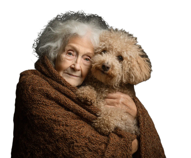 Elderly Woman With Dog Vinyl Car Decal Sticker – Waterproof & UV-Resistant 