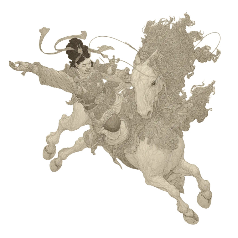 Mongolian Warhorse Rider Vinyl Car Decal Sticker – Waterproof & UV-Resistant 