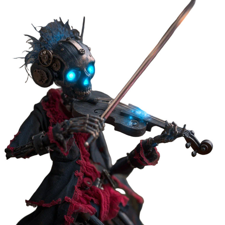 Skull-Faced Puppet Violinist Vinyl Car Decal Sticker – Waterproof & UV-Resistant 