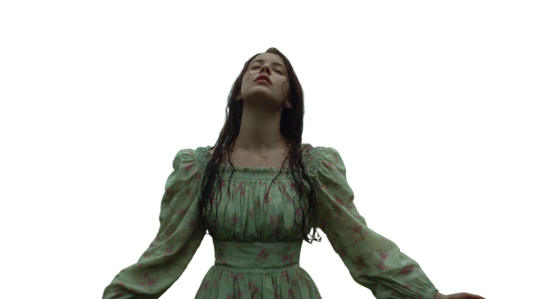 Woman Embracing Rain Vinyl Car Decal Sticker – Waterproof & UV-Resistant 