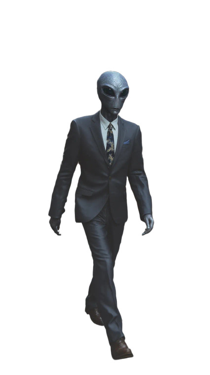 Grey Alien Businessman Vinyl Car Decal Sticker – Waterproof & UV-Resistant 