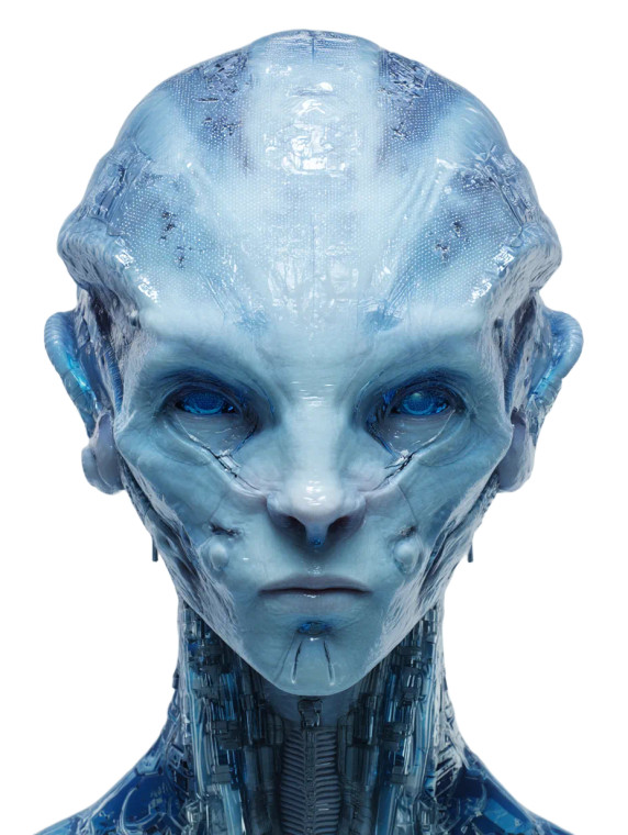 Azure Alien Humanoid Vinyl Car Decal Sticker – Waterproof & UV-Resistant 