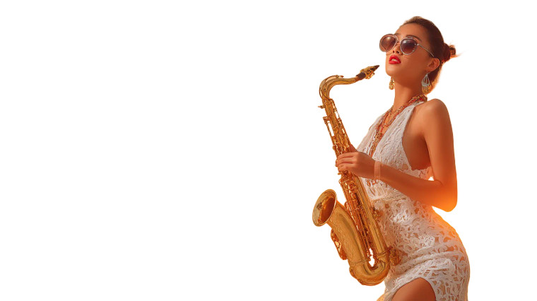 Model Playing Saxophone Vinyl Car Decal Sticker – Waterproof & UV-Resistant 