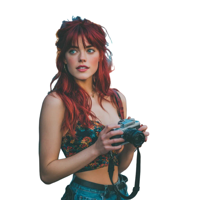 Red-Haired Model Pose Vinyl Car Decal Sticker – Waterproof & UV-Resistant 