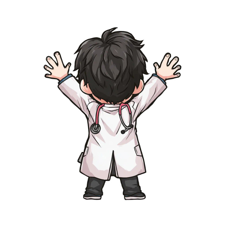 Chibi Doctor Surprise Vinyl Car Decal Sticker – Waterproof & UV-Resistant 