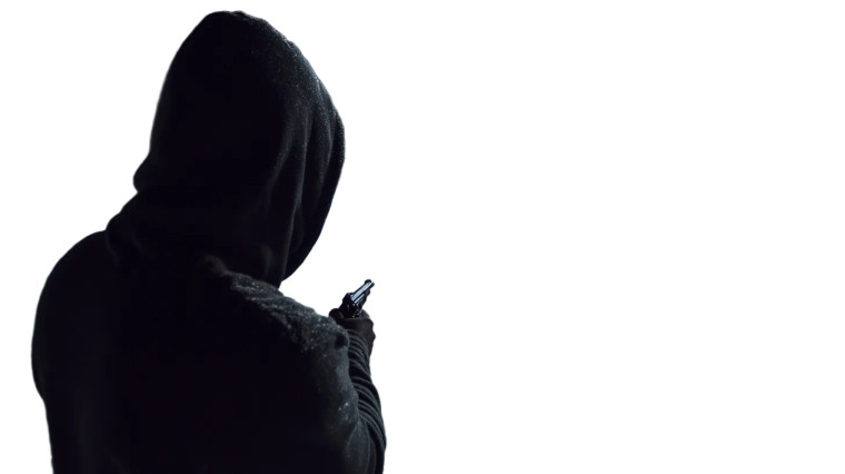 Hooded Gunman Standoff Vinyl Car Decal Sticker – Waterproof & UV-Resistant 