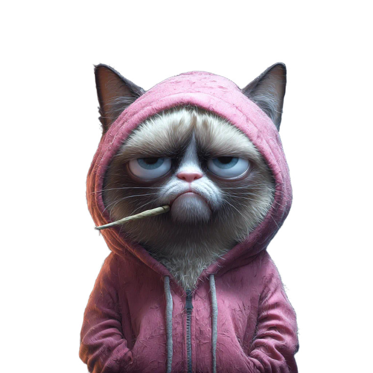 Grumpy Hoodie Cat V2 Vinyl Car Decal Sticker – Waterproof & UV-Resistant 
