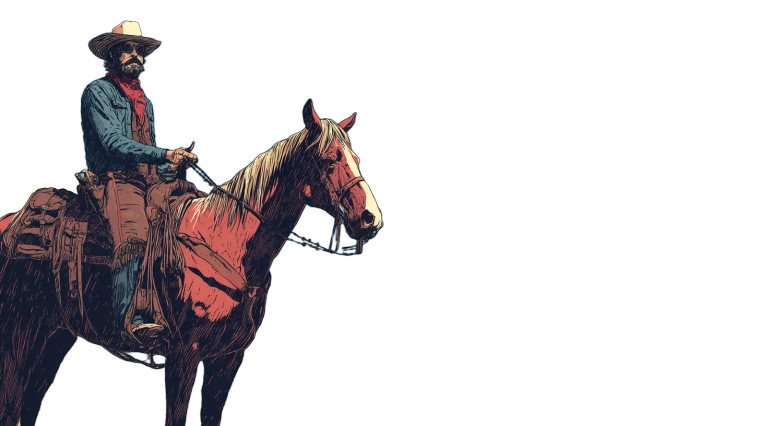 Vintage Cowboy Illustration V3 Vinyl Car Decal Sticker – Waterproof & UV-Resistant 
