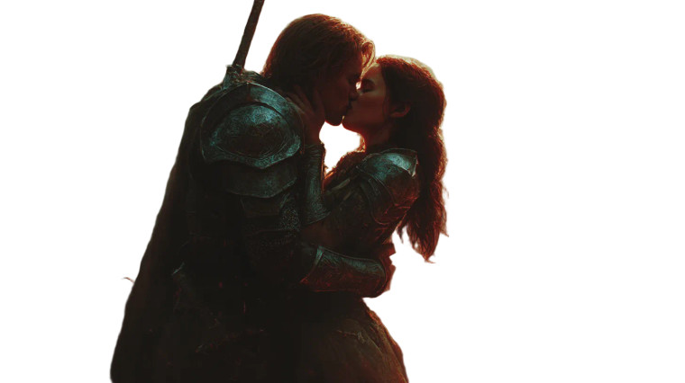 Fantasy Warriors Kissing Vinyl Car Decal Sticker – Waterproof & UV-Resistant 