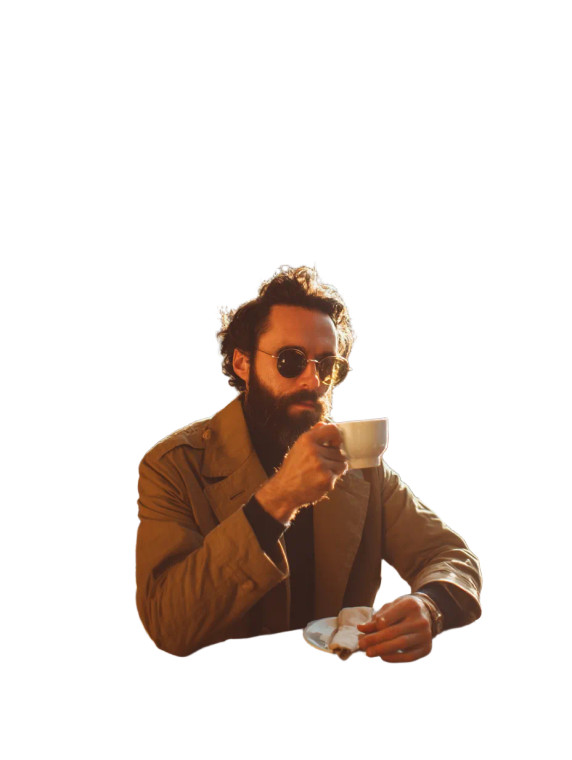 Man At Café V2 Vinyl Car Decal Sticker – Waterproof & UV-Resistant 