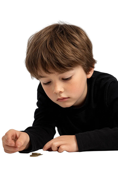 Boy Counting Coins Vinyl Car Decal Sticker – Waterproof & UV-Resistant 