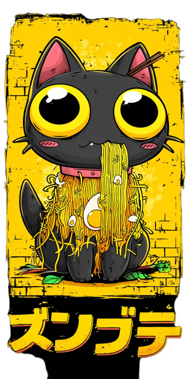 Kawaii Cat Ramen V3 Vinyl Car Decal Sticker – Waterproof & UV-Resistant 