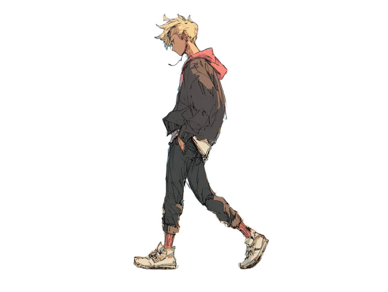 Anime Guy Walking Vinyl Car Decal Sticker – Waterproof & UV-Resistant 