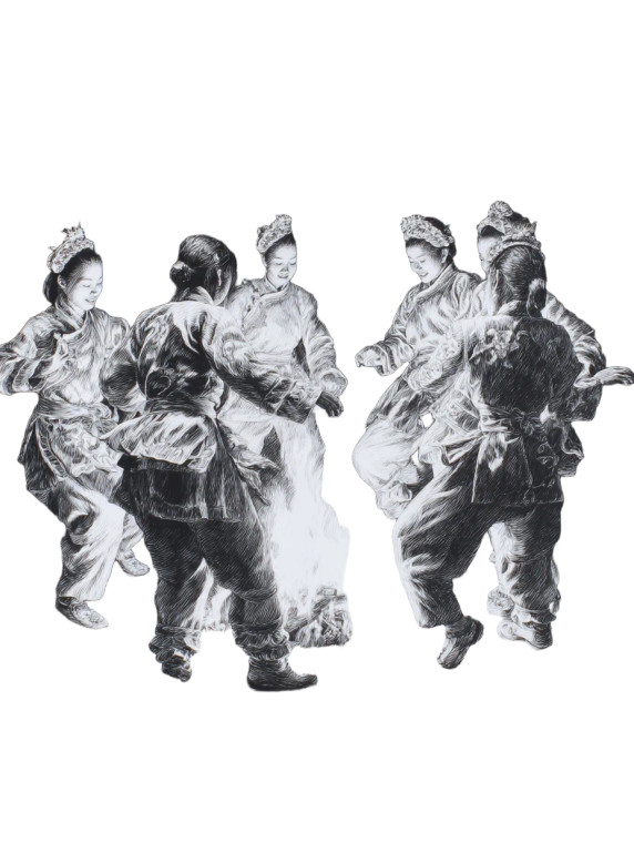 Yi Ethnic Dance Vinyl Car Decal Sticker – Waterproof & UV-Resistant 