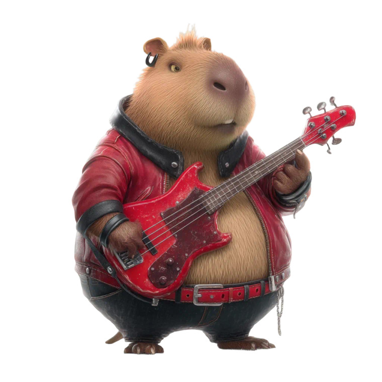 Rockstar Capybara Vinyl Car Decal Sticker – Waterproof & UV-Resistant 