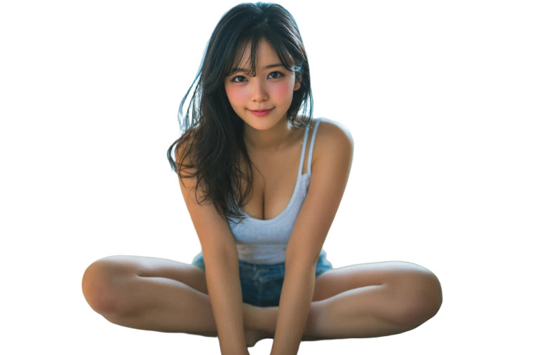 Smiling Japanese Woman V27 Vinyl Car Decal Sticker – Waterproof & UV-Resistant 