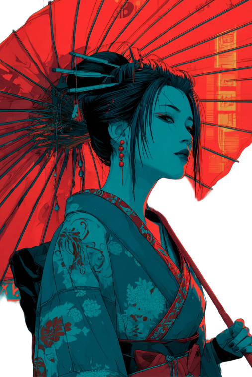Cyberpunk Geisha V8 Vinyl Car Decal Sticker – Waterproof & UV-Resistant 