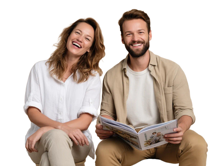 Happy Couple Reading V2 Vinyl Car Decal Sticker – Waterproof & UV-Resistant 