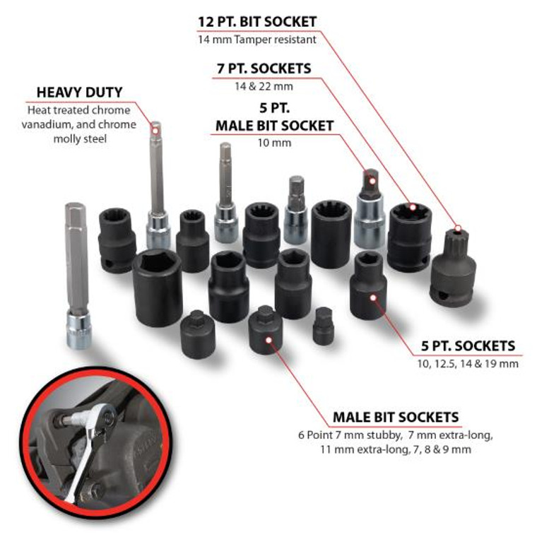 Ultimate Break Caliper Service Socket Set | Chrome Vanadium And Chrome Molly Steel | Complete Coverage For Brake Caliper Applications