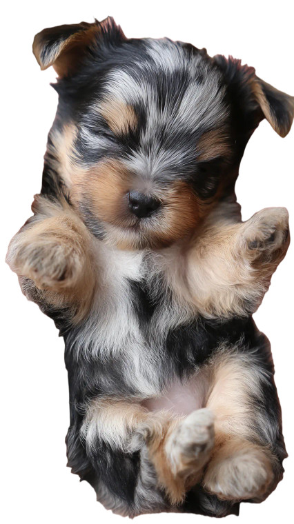 Tiny Blue Merle Yorkie Vinyl Car Decal Sticker – Waterproof & UV-Resistant 