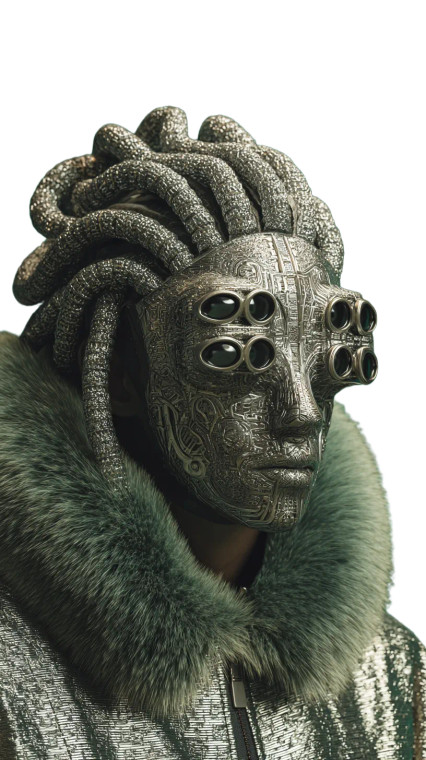 Metallic Humanoid Portrait Vinyl Car Decal Sticker – Waterproof & UV-Resistant 