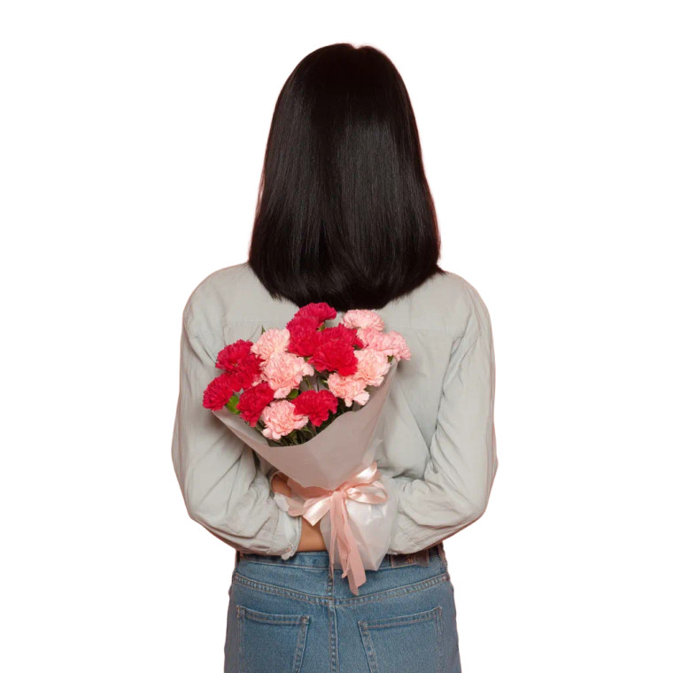 Woman With Carnations Vinyl Car Decal Sticker – Waterproof & UV-Resistant 