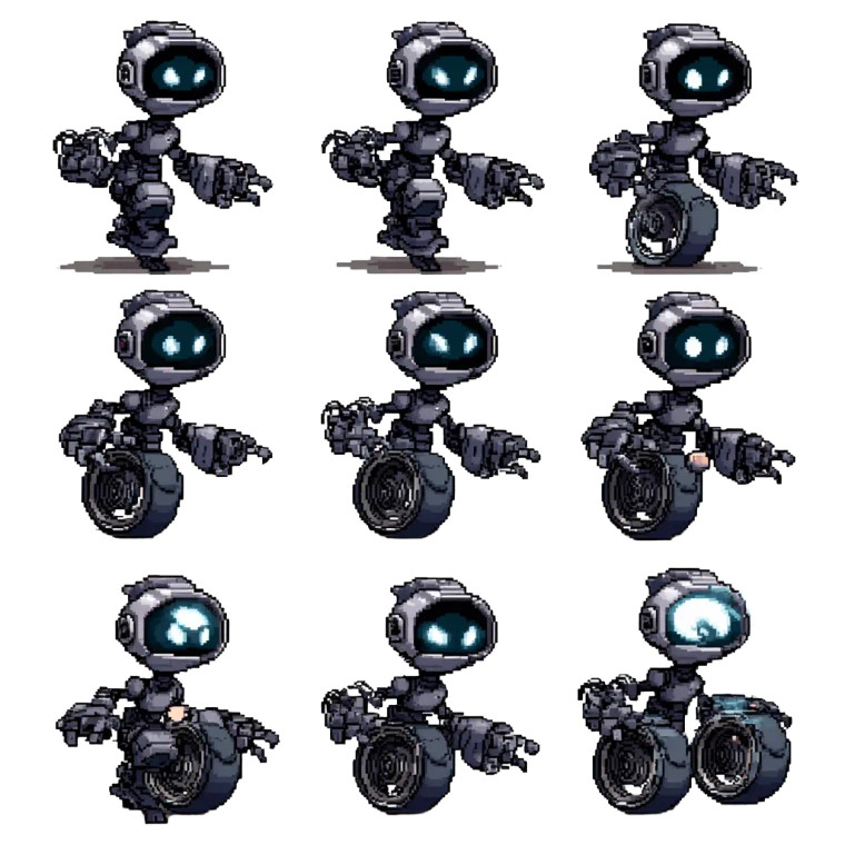 Mini Robot Spritesheet Vinyl Car Decal Sticker – Waterproof & UV-Resistant 