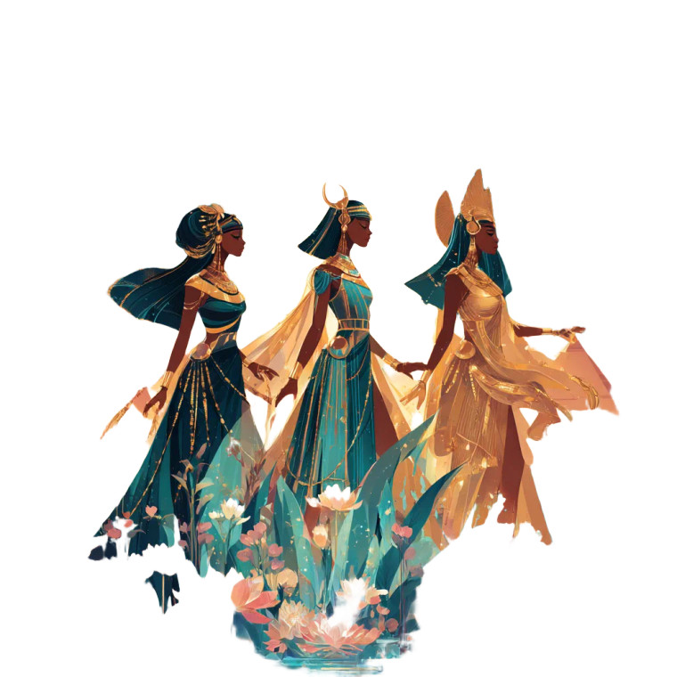 Egyptian Goddesses Trio Vinyl Car Decal Sticker – Waterproof & UV-Resistant 