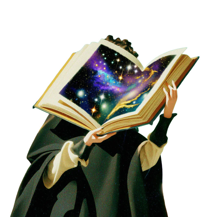 Cosmic Book Reader Vinyl Car Decal Sticker – Waterproof & UV-Resistant 